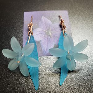 Copper Acrylic Leaf and flower Dangle Earrings