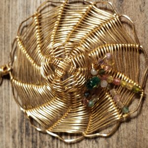 Wire wrapped Gold-filled Pendant "The Golden Summer Hat"