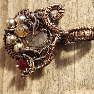 Wire wrapped crystals copper pendant