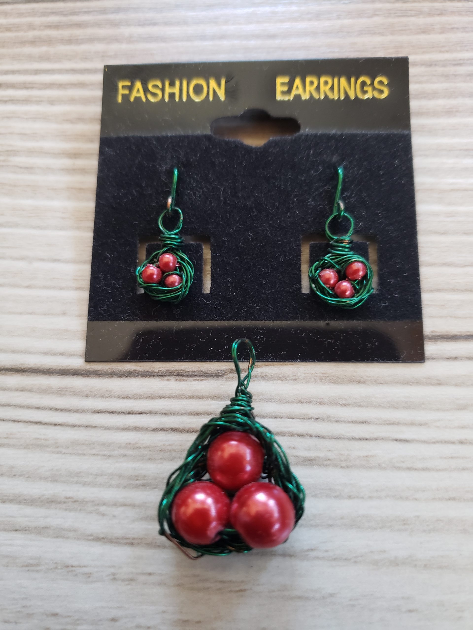 DIY Eggs Nest Earrings and Pendant set