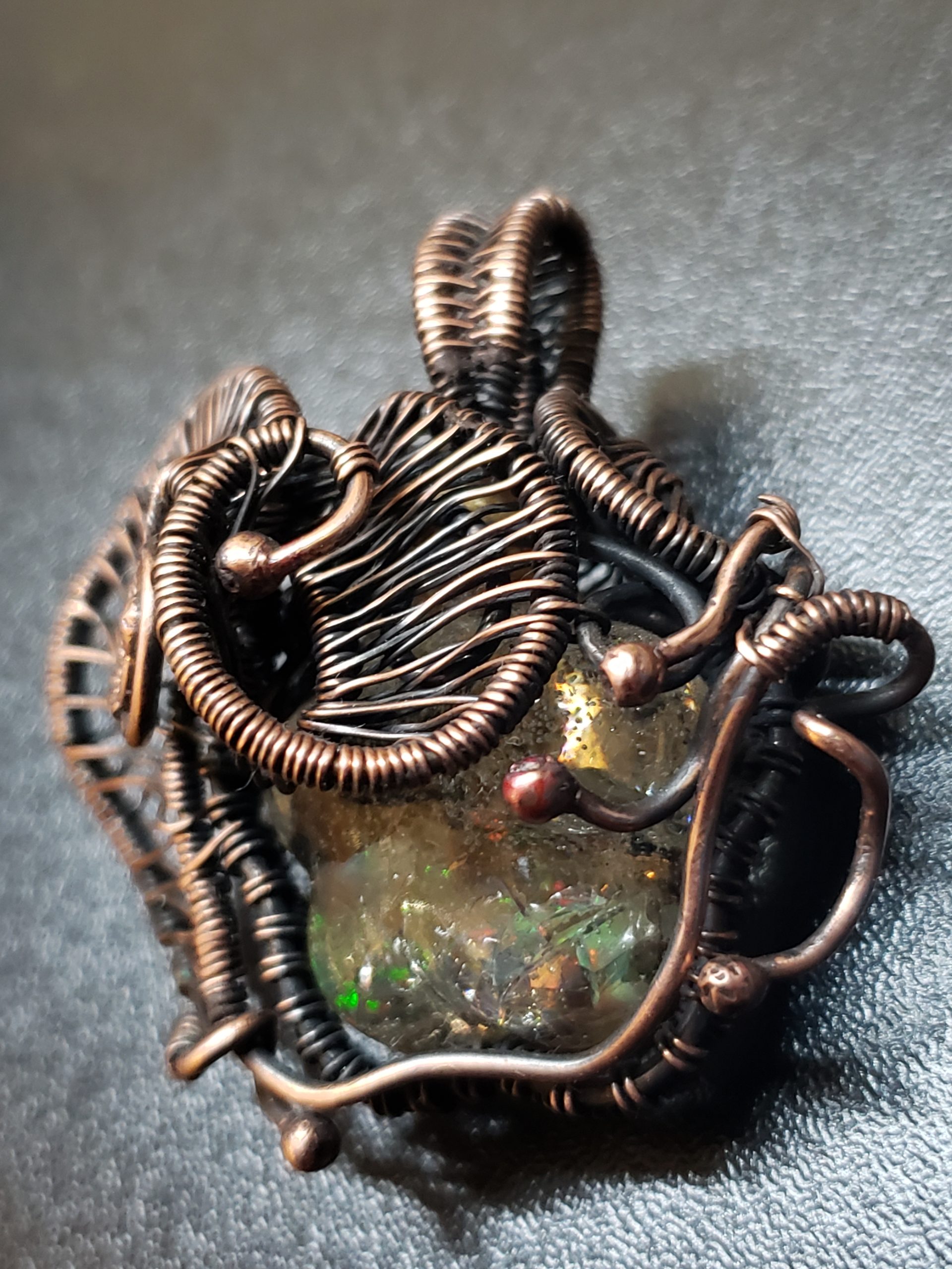 Wire wrapped Vial Opal Pendant