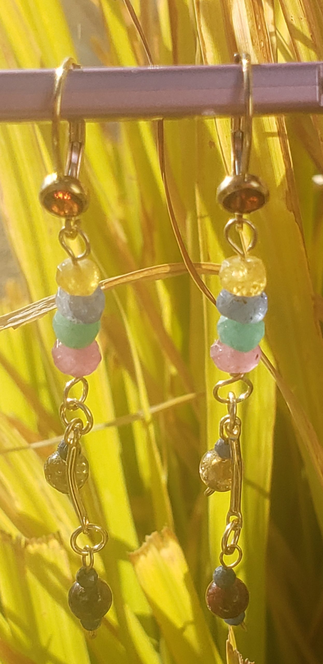 Mixed gems gold-filled dangle earrings - Image 8