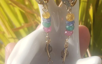 Mixed gems gold-filled dangle earrings
