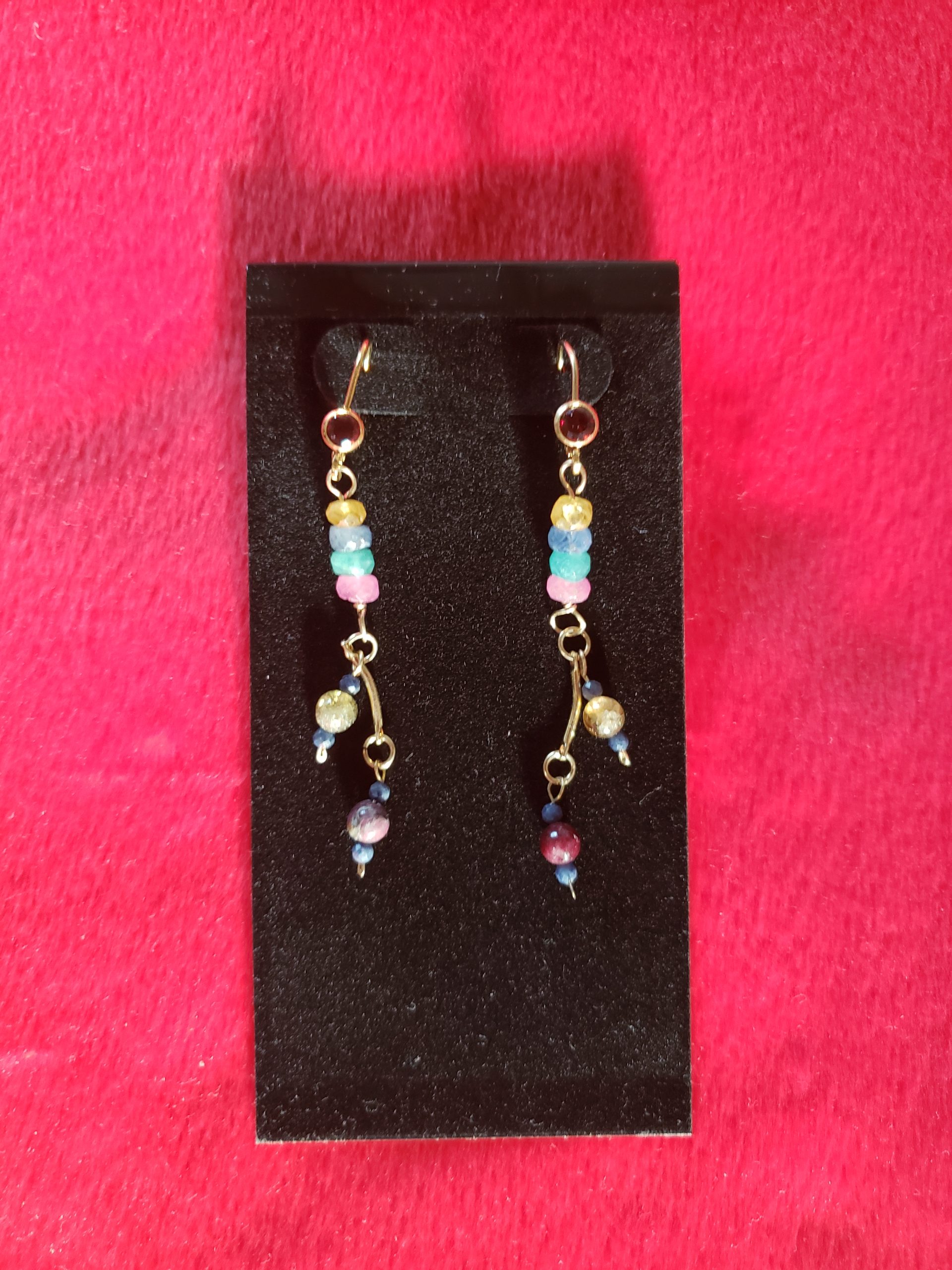 Mixed gems gold-filled dangle earrings - Image 6