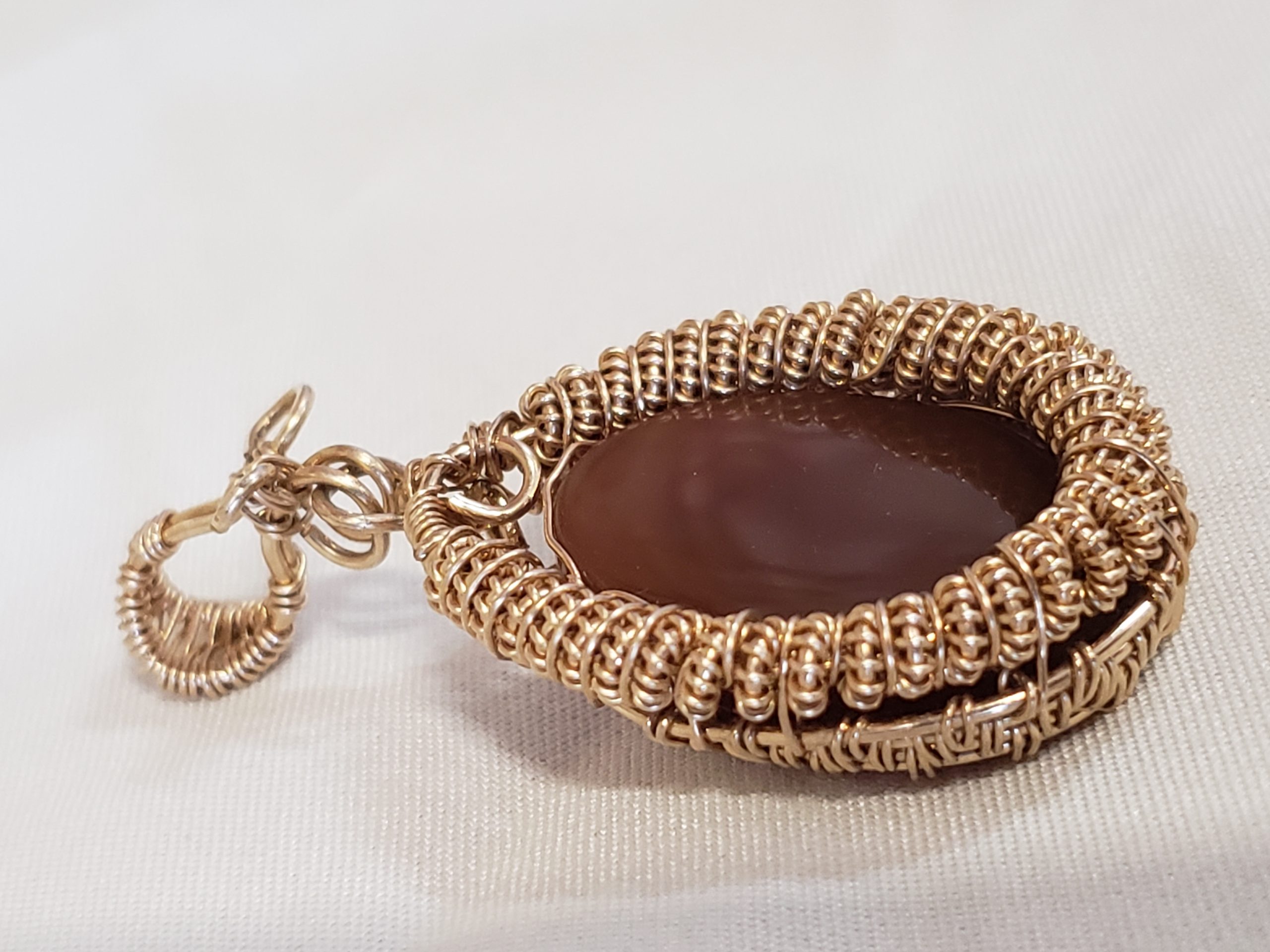 Handcrafted Mexican Fire Opal Wire-Wrapped Pendant - Image 8
