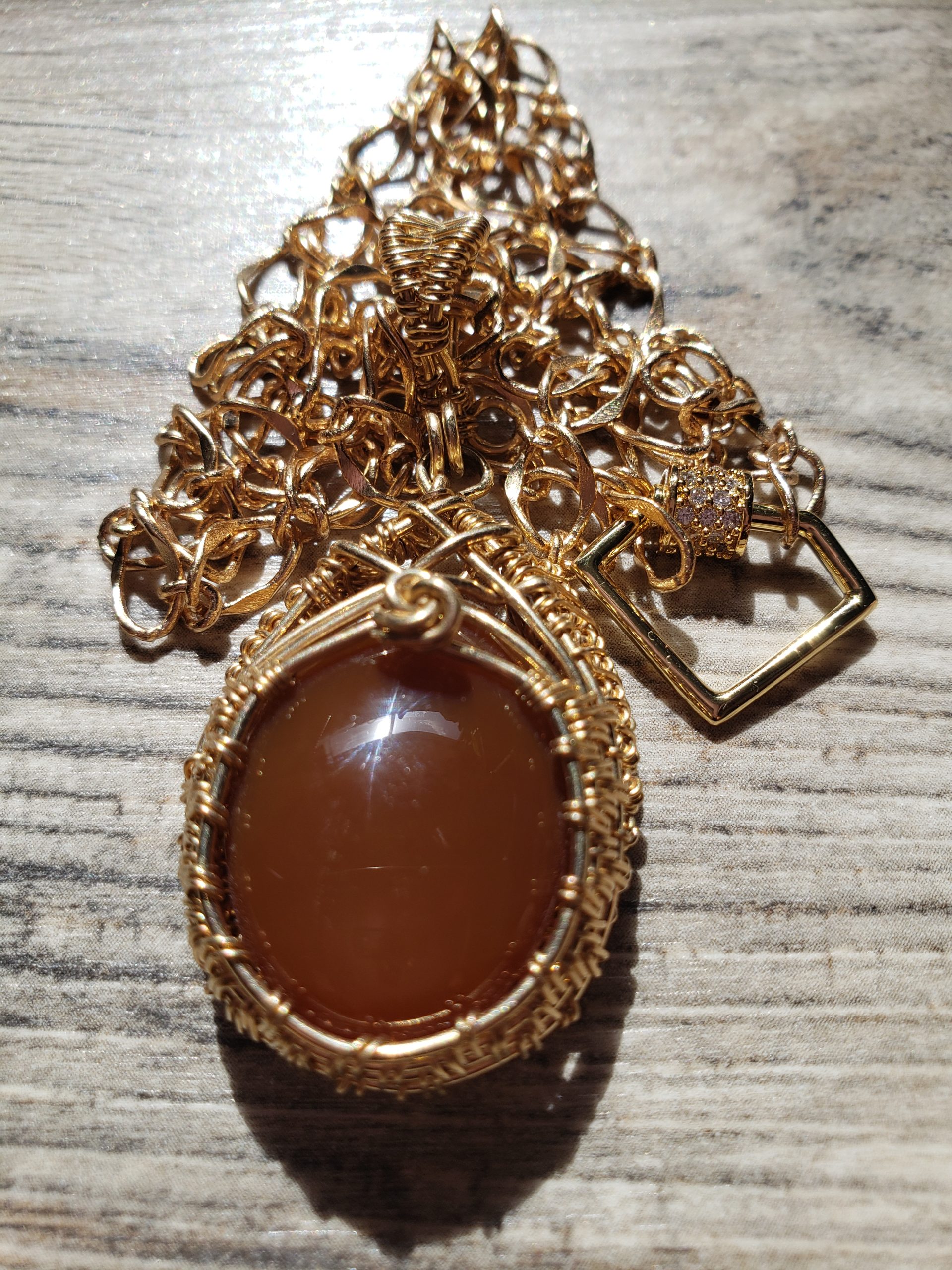 Handcrafted Mexican Fire Opal Wire-Wrapped Pendant