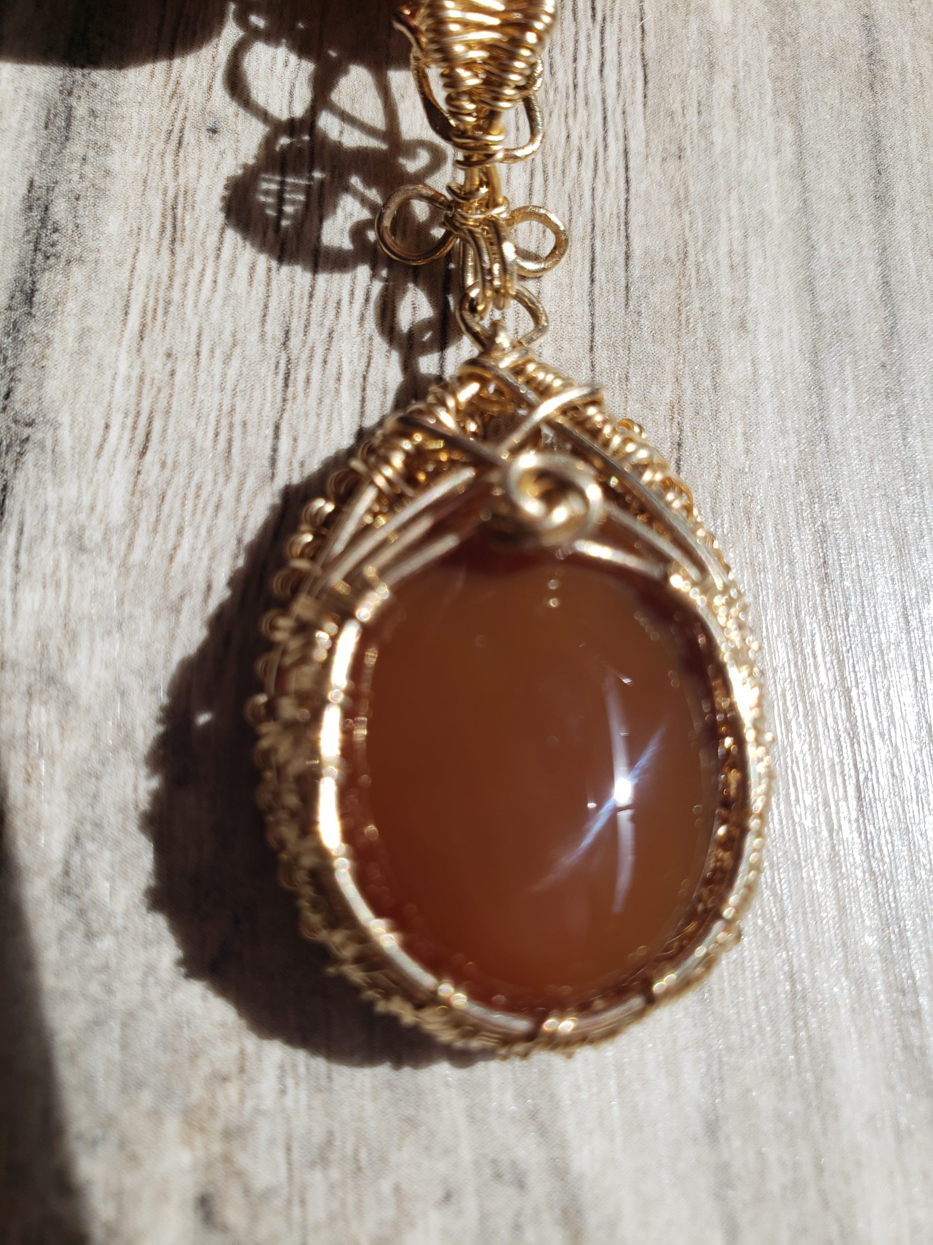 Handcrafted Mexican Fire Opal Wire-Wrapped Pendant - Image 4