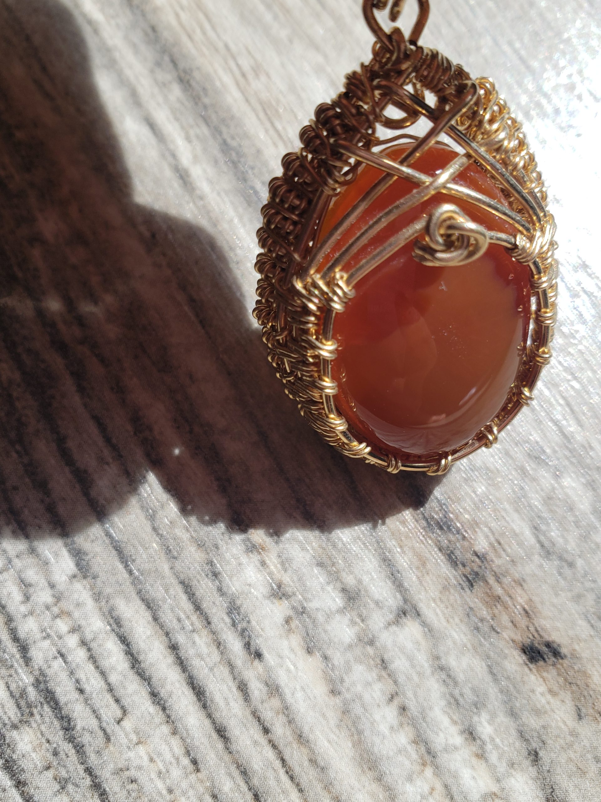 Handcrafted Mexican Fire Opal Wire-Wrapped Pendant - Image 7