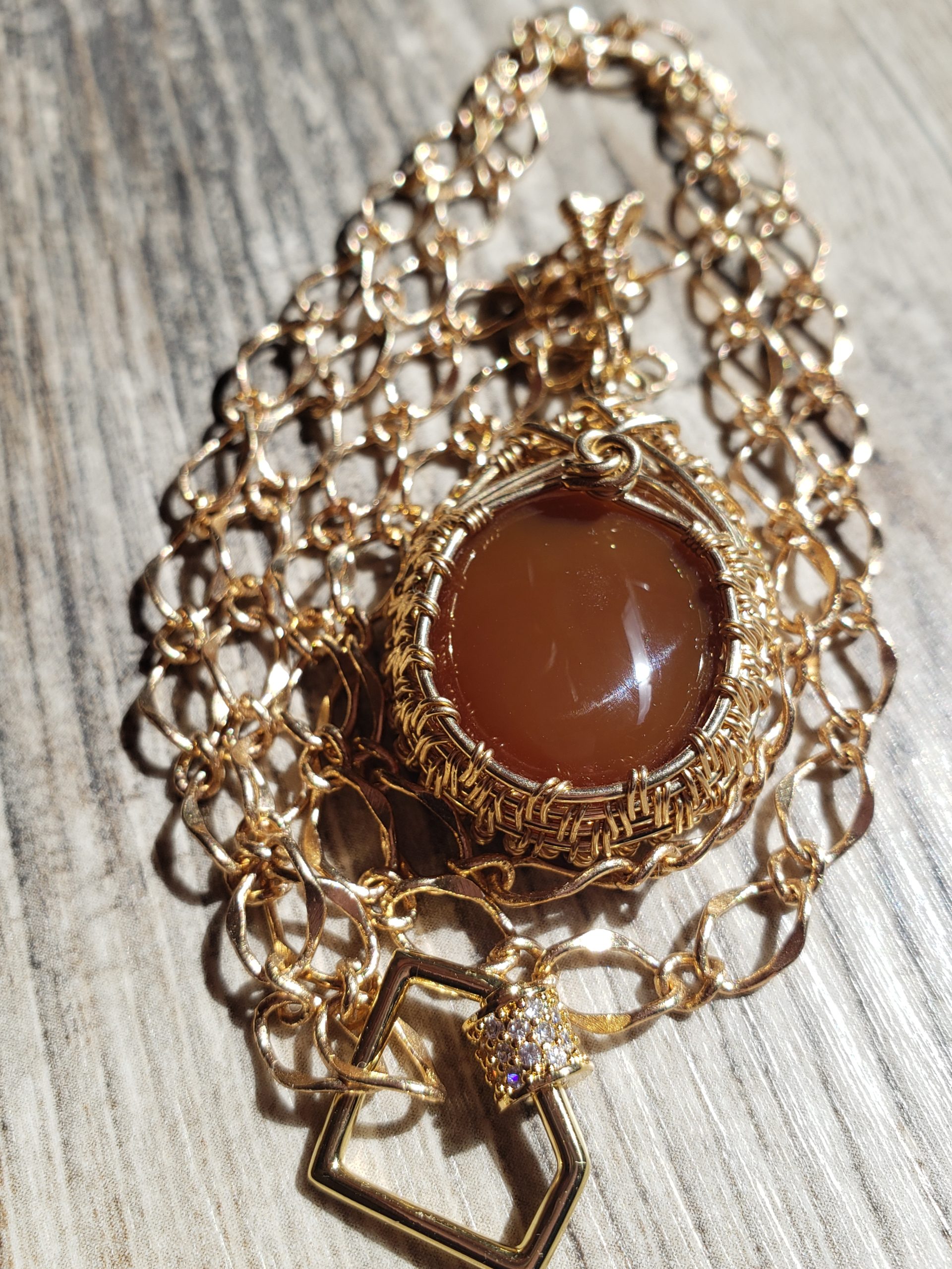 Handcrafted Mexican Fire Opal Wire-Wrapped Pendant - Image 9
