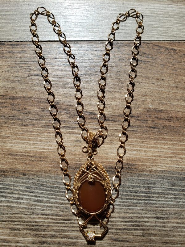 Handcrafted Mexican Fire Opal Wire-Wrapped Pendant - Image 5