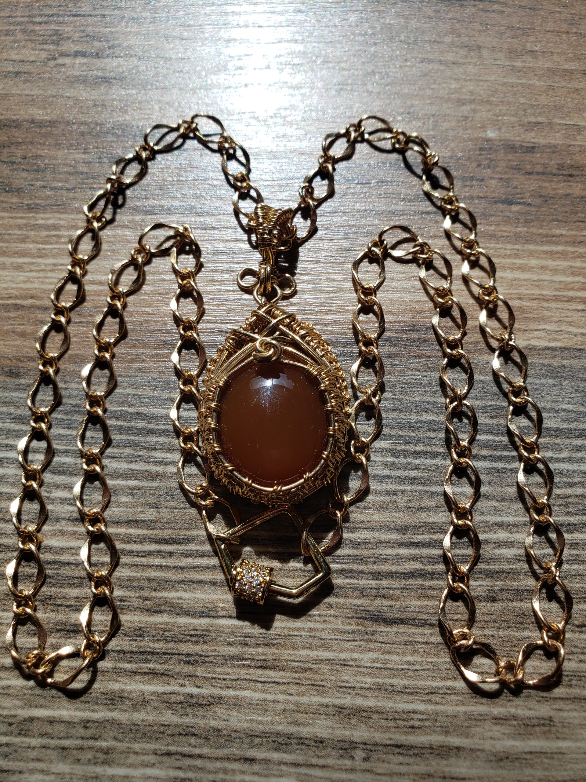 Handcrafted Mexican Fire Opal Wire-Wrapped Pendant - Image 6