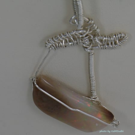 Boat Inspired Sterling Silver Virgin Valley Opal Pendant