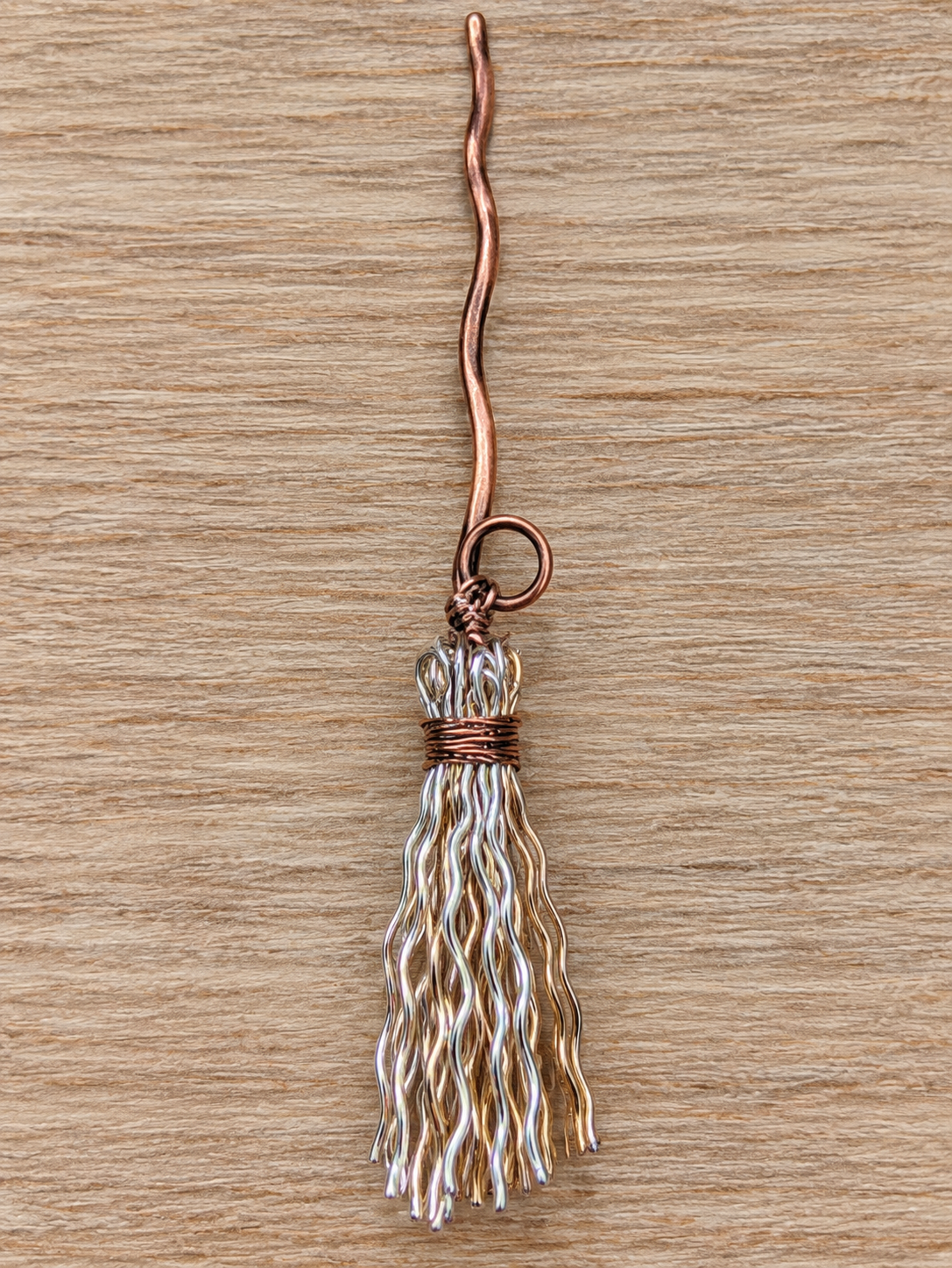 Broom Copper Pendant with single broom's stick