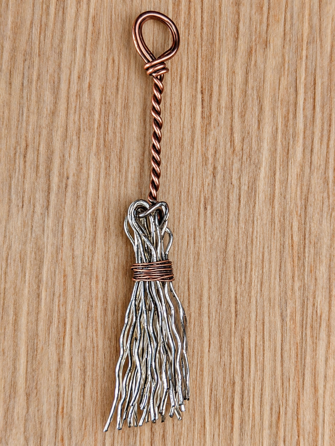 Twisted broom's stick broom Copper pandant