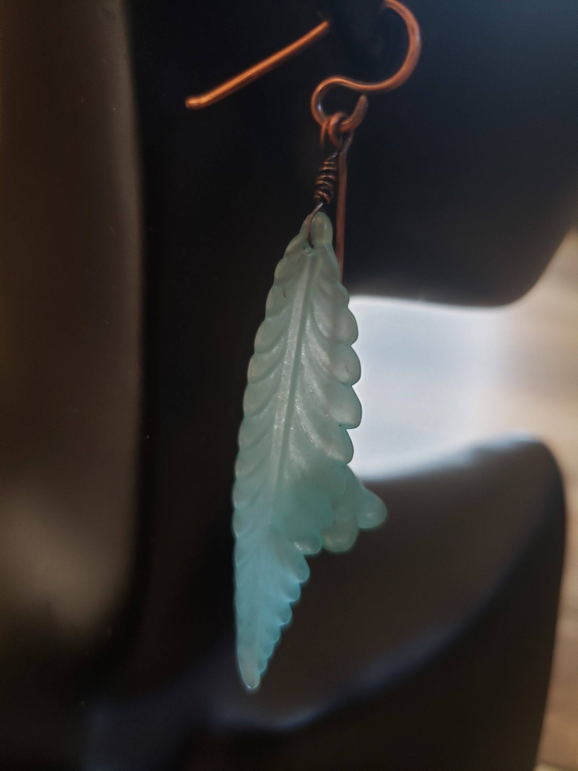 Copper Acrylic Leafand flower Dangle Earrings