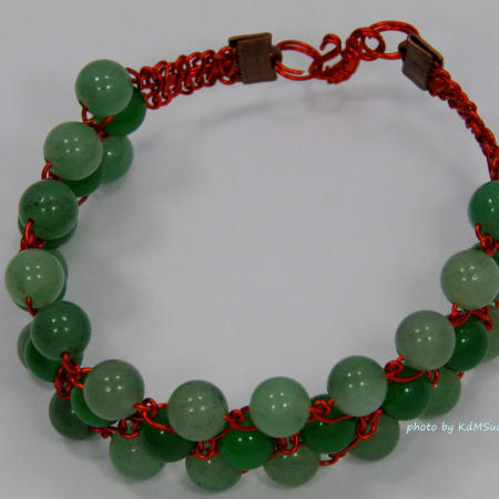 Green Agate & Aventurine Red Wire Bracelet