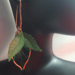 Green Leaf Wire Earrings