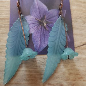 Leaf and flower dangle earrings