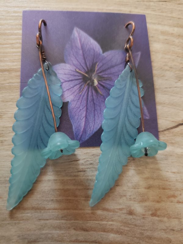 Copper Acrylic Leafand flower Dangle Earrings - Image 2