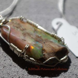 Natural Opal and Wood Pendant