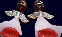 Lucite Flowers, Crystal and Rhinestone Earring